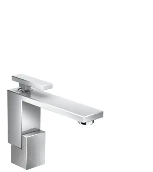 Waschtischmischer in chrom aus dem Sortiment von AXOR. Die Armatur verfügt über eine schlichte Bauform und einen kubischen Auslauf mit Push-Open Ablaufgarnitur.